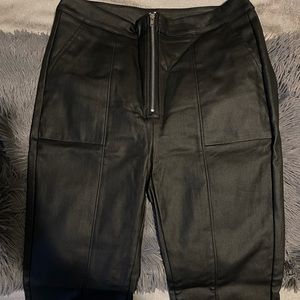 High waisted coated faux leather pants